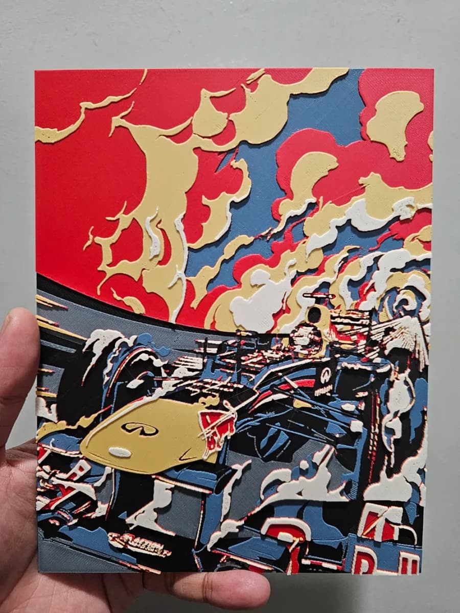 HueForge model: F1 Red Bull Pop Art Hueforge by Loki