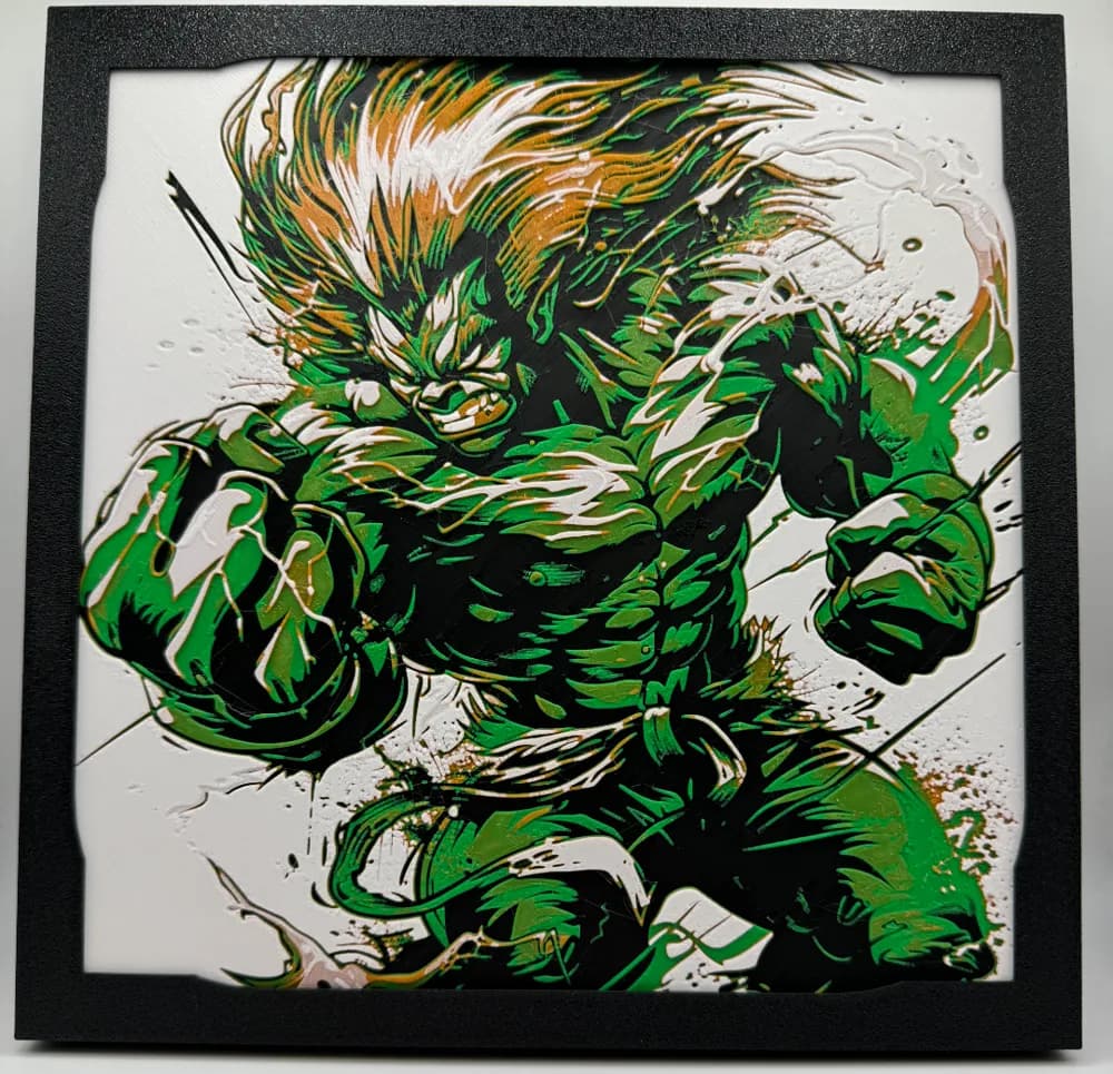 Blanka - Street Fighter Hueforge by Canadian Gamer HueForge model: Blanka - Street Fighter Hueforge by Canadian Gamer