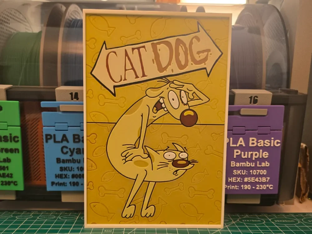 CatDog Poster - Hueforge Art by Lumpy3D HueForge model: CatDog Poster - Hueforge Art by Lumpy3D