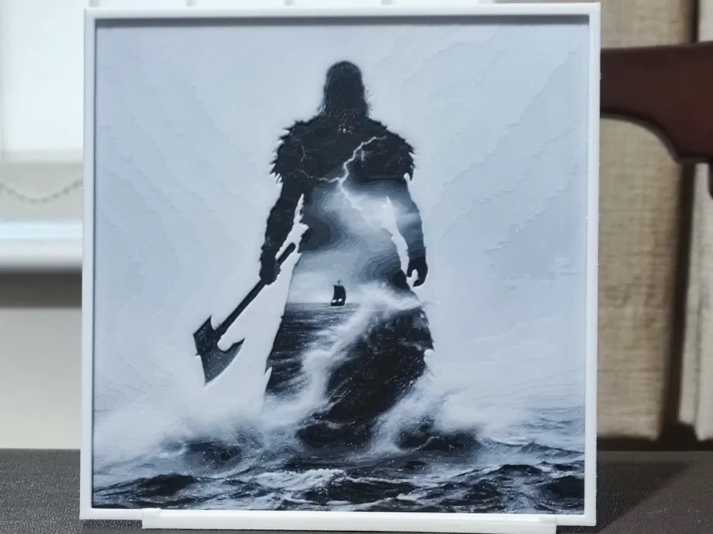 HueForge model: Double Exposure Viking - HueForge 2 Color by BoDad