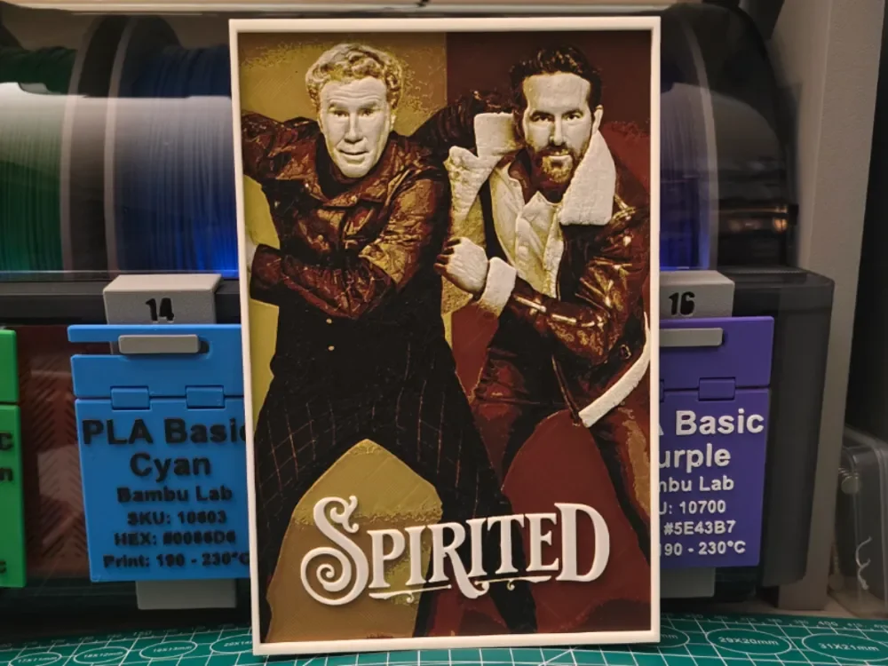 Spirited Movie Poster - Hueforge Art by Lumpy3D HueForge model: Spirited Movie Poster - Hueforge Art by Lumpy3D