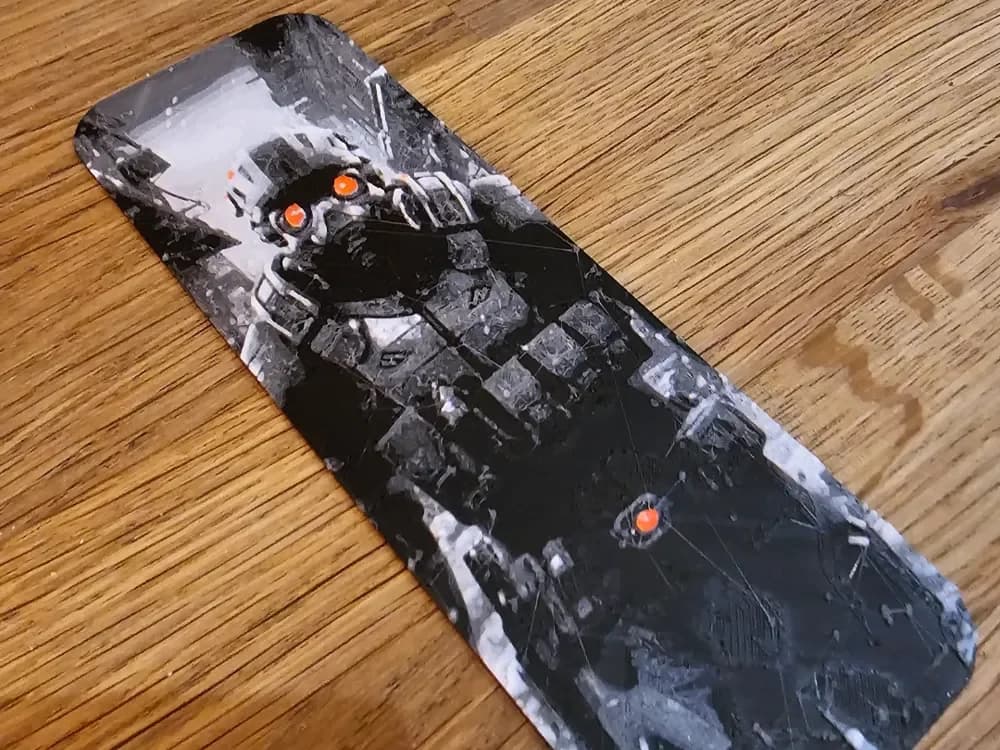 A Beautiful Bookmark, of a futuristic Soldier by BLUSH Designs HueForge model: A Beautiful Bookmark, of a futuristic Soldier by BLUSH Designs