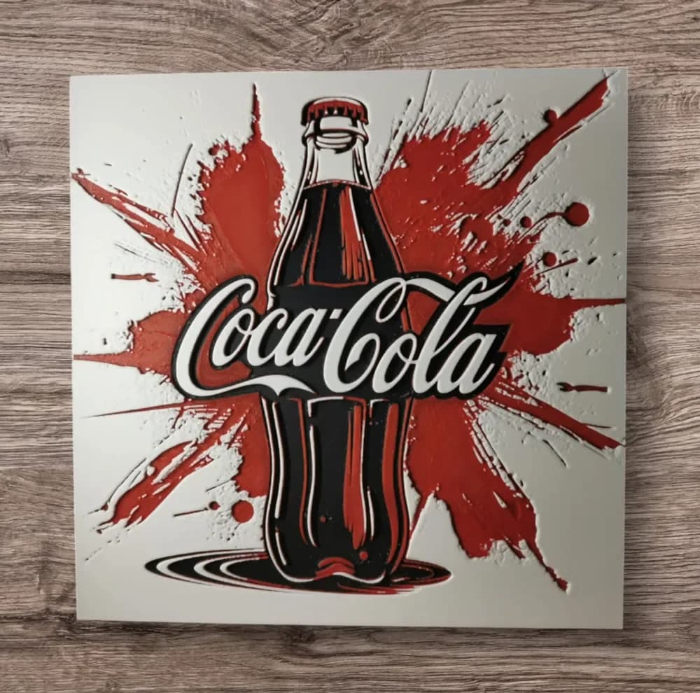 The Coca-Cola splash Hueforge by Cré'Art 3D HueForge model: The Coca-Cola splash Hueforge by Cré'Art 3D