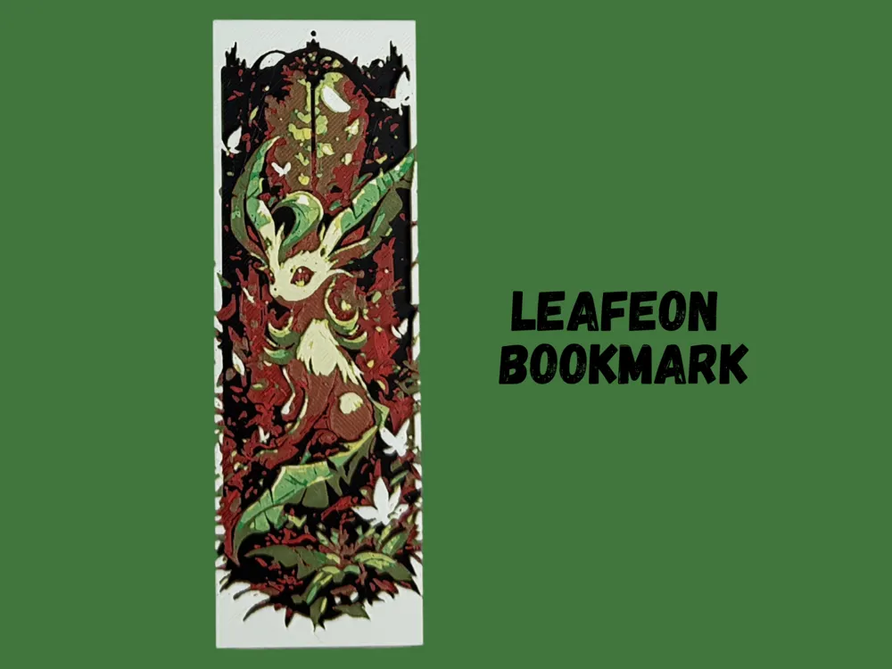 HueForge model: Leafeon - Pokemon Bookmark - 2025 Year of Eevee by Canadian Gamer