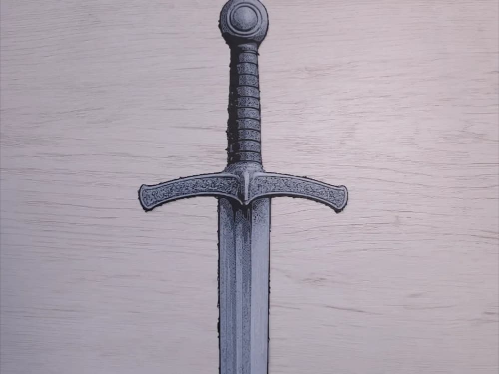Excalibur Sword Bookmark by Atrus Design HueForge model: Excalibur Sword Bookmark by Atrus Design