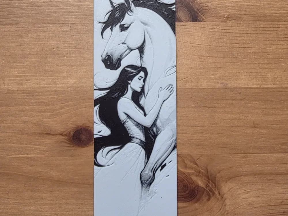 Girl And Horse Bookmark by Morganja HueForge model: Girl And Horse Bookmark by Morganja