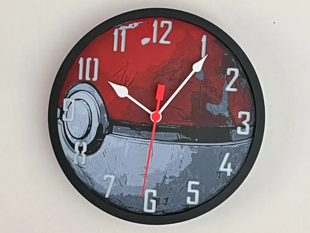 Customizable Clock - Pokeball Scuffed Up by 3djd HueForge model: Customizable Clock - Pokeball Scuffed Up by 3djd