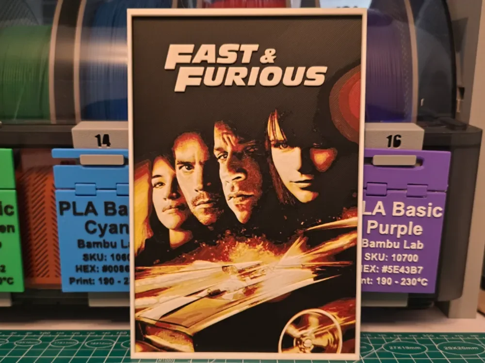 Fast & Furious 4 Movie Poster - Hueforge Art by Lumpy3D HueForge model: Fast & Furious 4 Movie Poster - Hueforge Art by Lumpy3D
