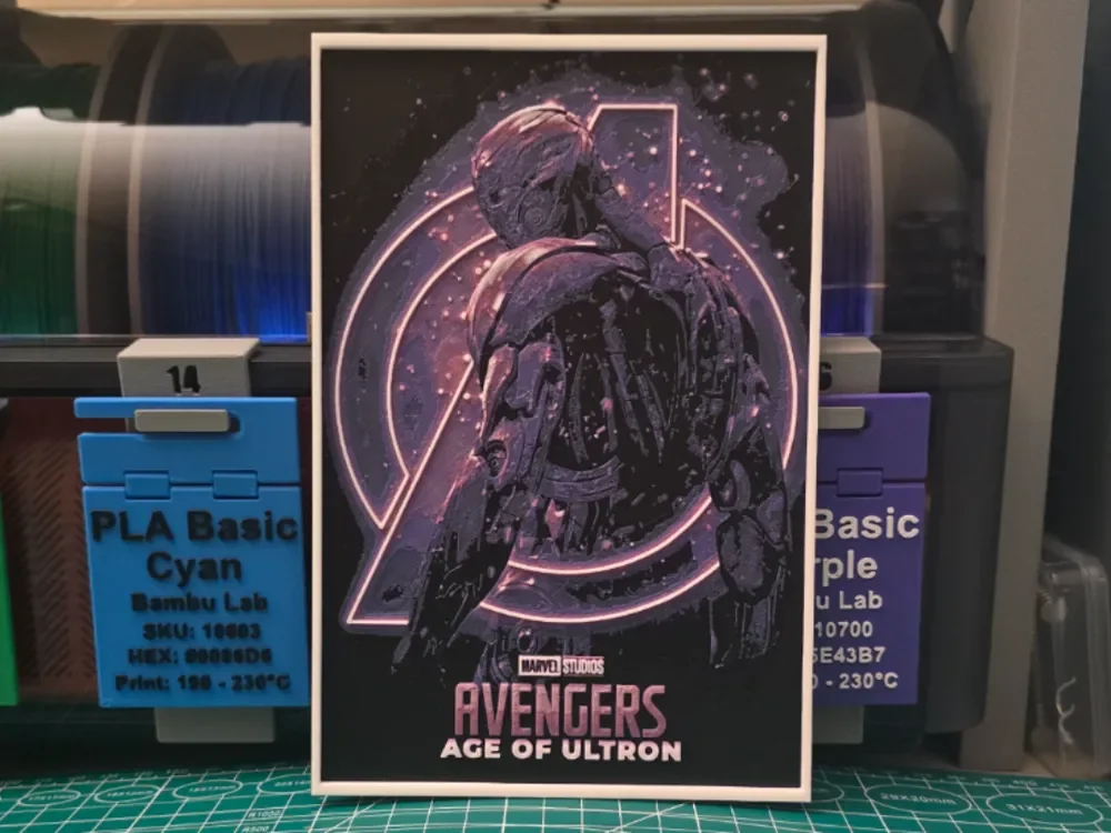 Avengers: Age of Ultron Movie Poster - Hueforge by Lumpy3D HueForge model: Avengers: Age of Ultron Movie Poster - Hueforge by Lumpy3D