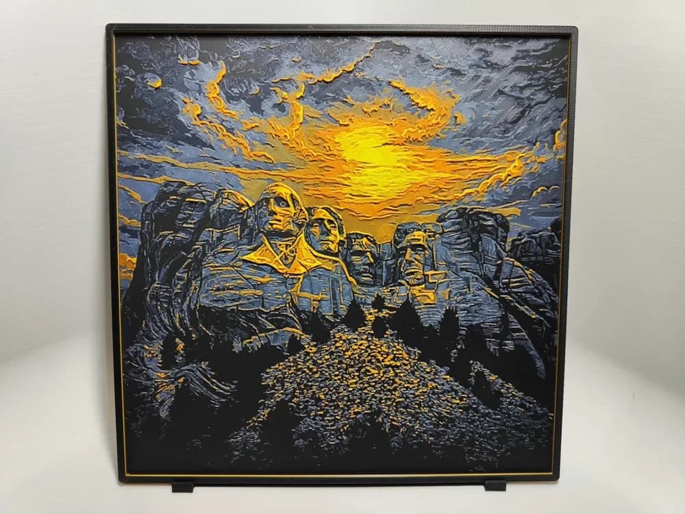 Mount Rushmore Sunset - Hueforge by BeaN HueForge model: Mount Rushmore Sunset - Hueforge by BeaN