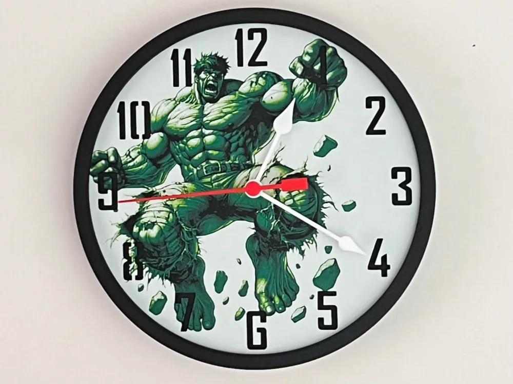 Customizable Clock - The Hulk, Hulk Smash by 3djd HueForge model: Customizable Clock - The Hulk, Hulk Smash by 3djd