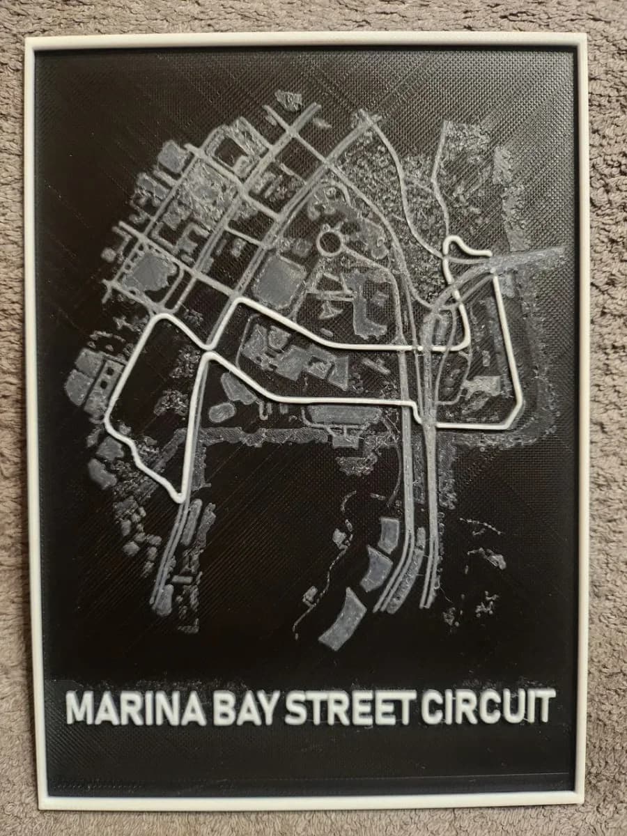 Marina Bay Street Circuit F1 - HueForge by keko HueForge model: Marina Bay Street Circuit F1 - HueForge by keko