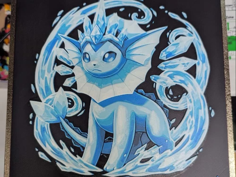 Hueforge Aquali Vaporeon by ZombiePaint3D HueForge model: Hueforge Aquali Vaporeon by ZombiePaint3D