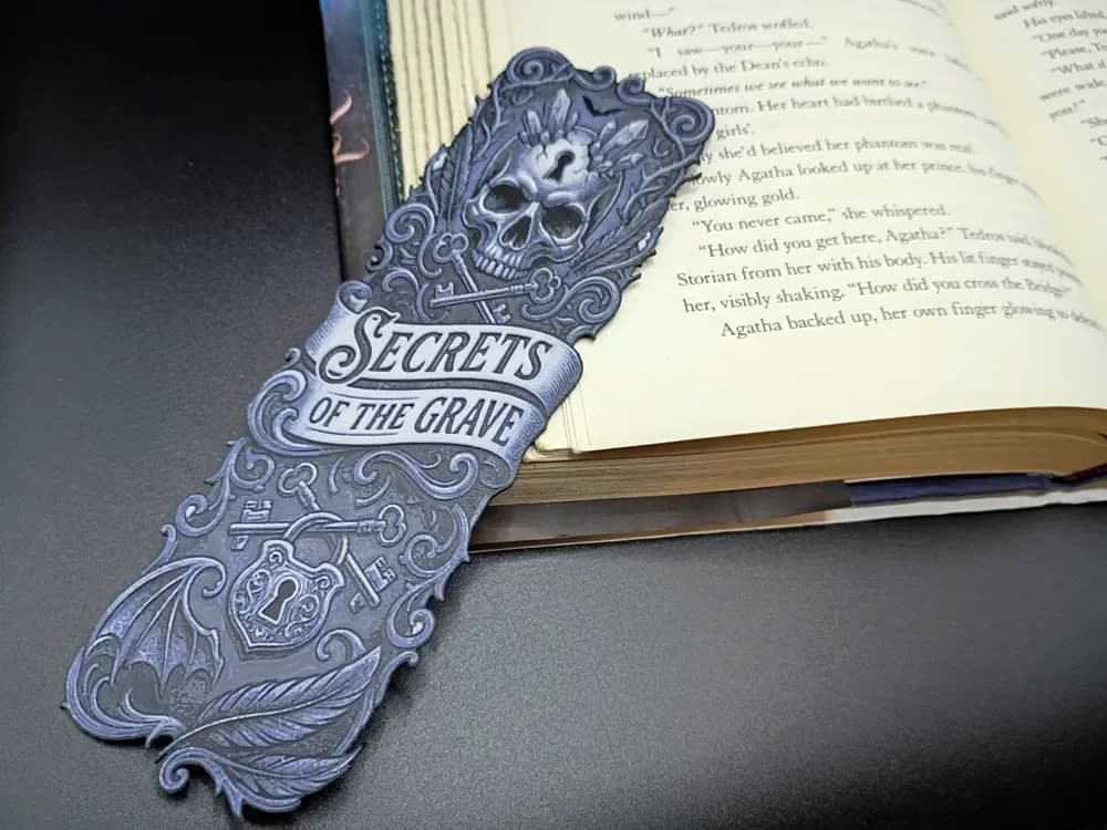 Skulls - Secret of the Grave Bookmark by 3djd HueForge model: Skulls - Secret of the Grave Bookmark by 3djd