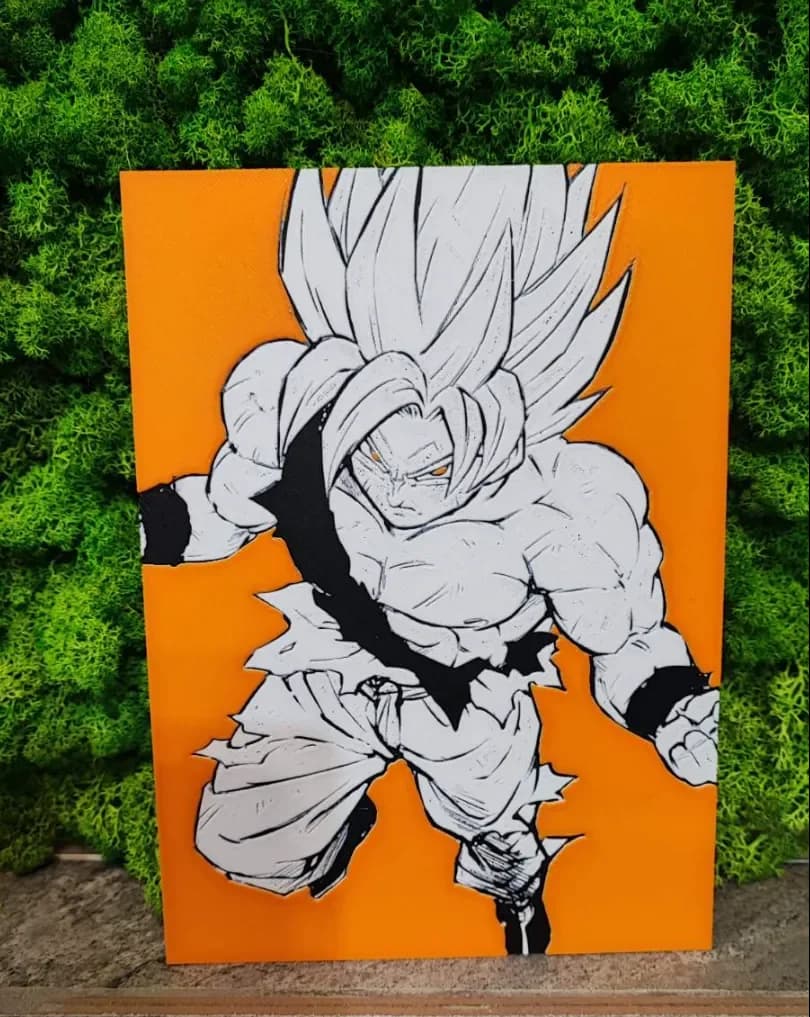 Battle Goku (Custom Background) by Garuda3D HueForge model: Battle Goku (Custom Background) by Garuda3D