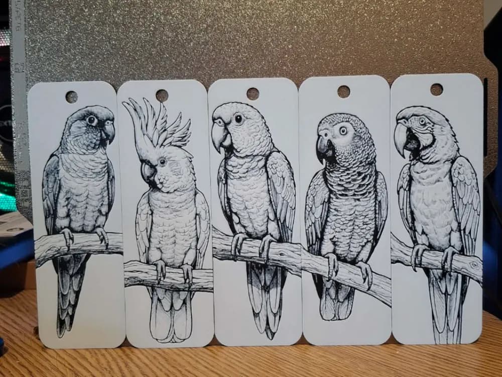 Parrots world - Bookmarks by 3dGlow HueForge model: Parrots world - Bookmarks by 3dGlow