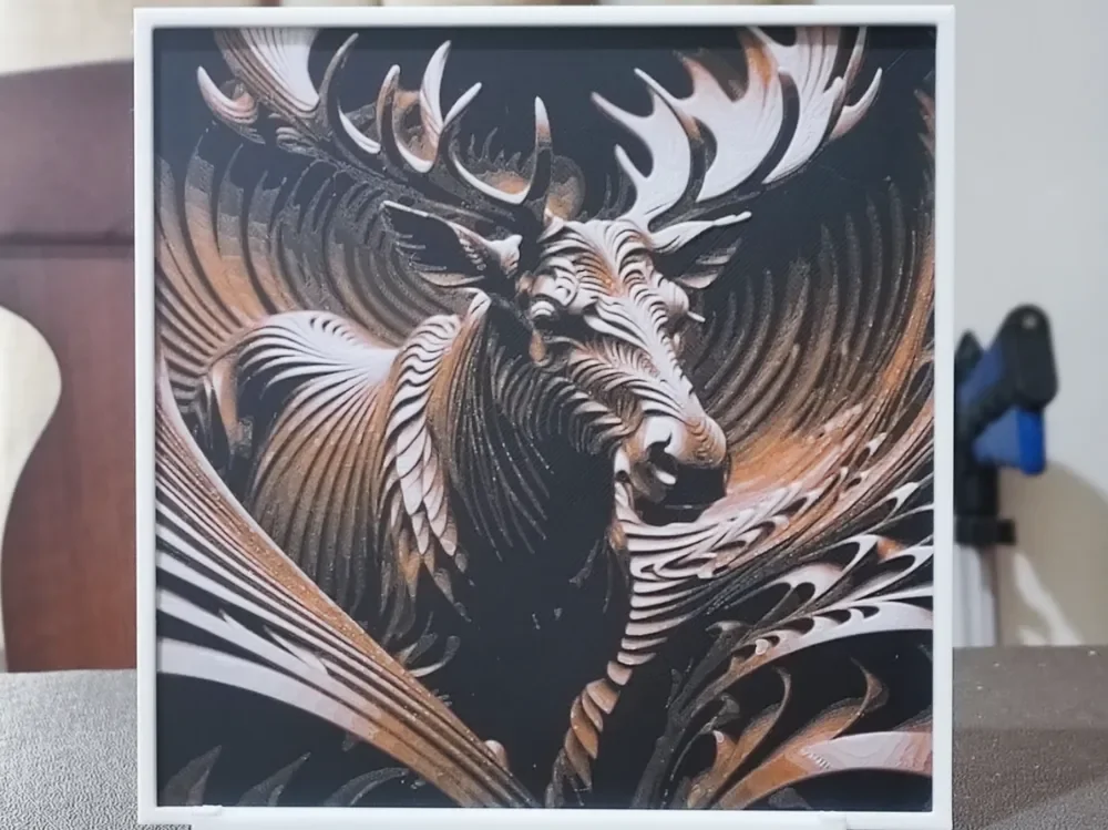 Carved Moose - HueForge 3 Color by BoDad HueForge model: Carved Moose - HueForge 3 Color by BoDad