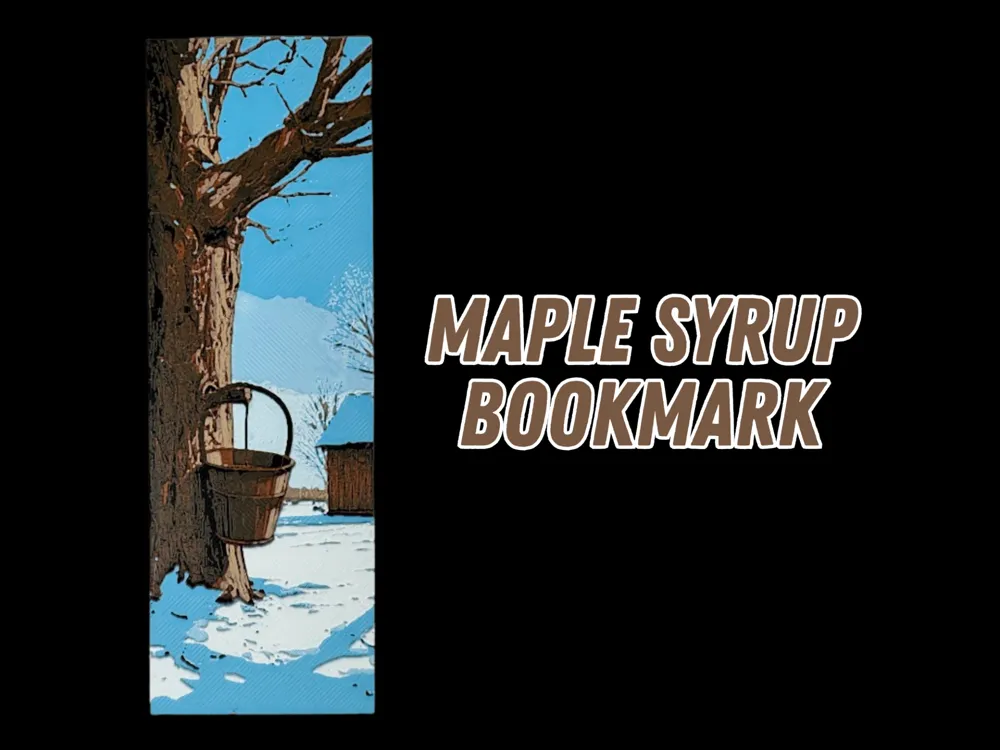Maple Tree and Sugar Shack Bookmark by Canadian Gamer HueForge model: Maple Tree and Sugar Shack Bookmark by Canadian Gamer