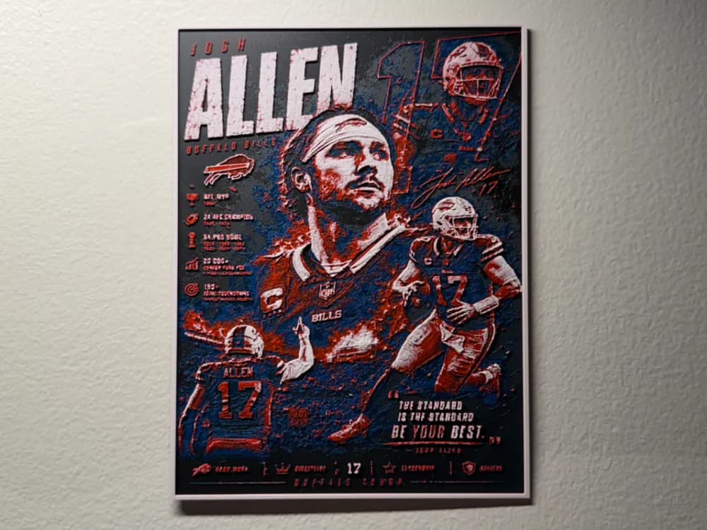 Josh Allen NFL Buffalo Bills Player Card HueForge Josh Allen NFL Buffalo Bills Player Card HueForge