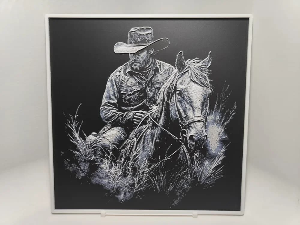 Cowboy on Horse - Hueforge by BeaN HueForge model: Cowboy on Horse - Hueforge by BeaN
