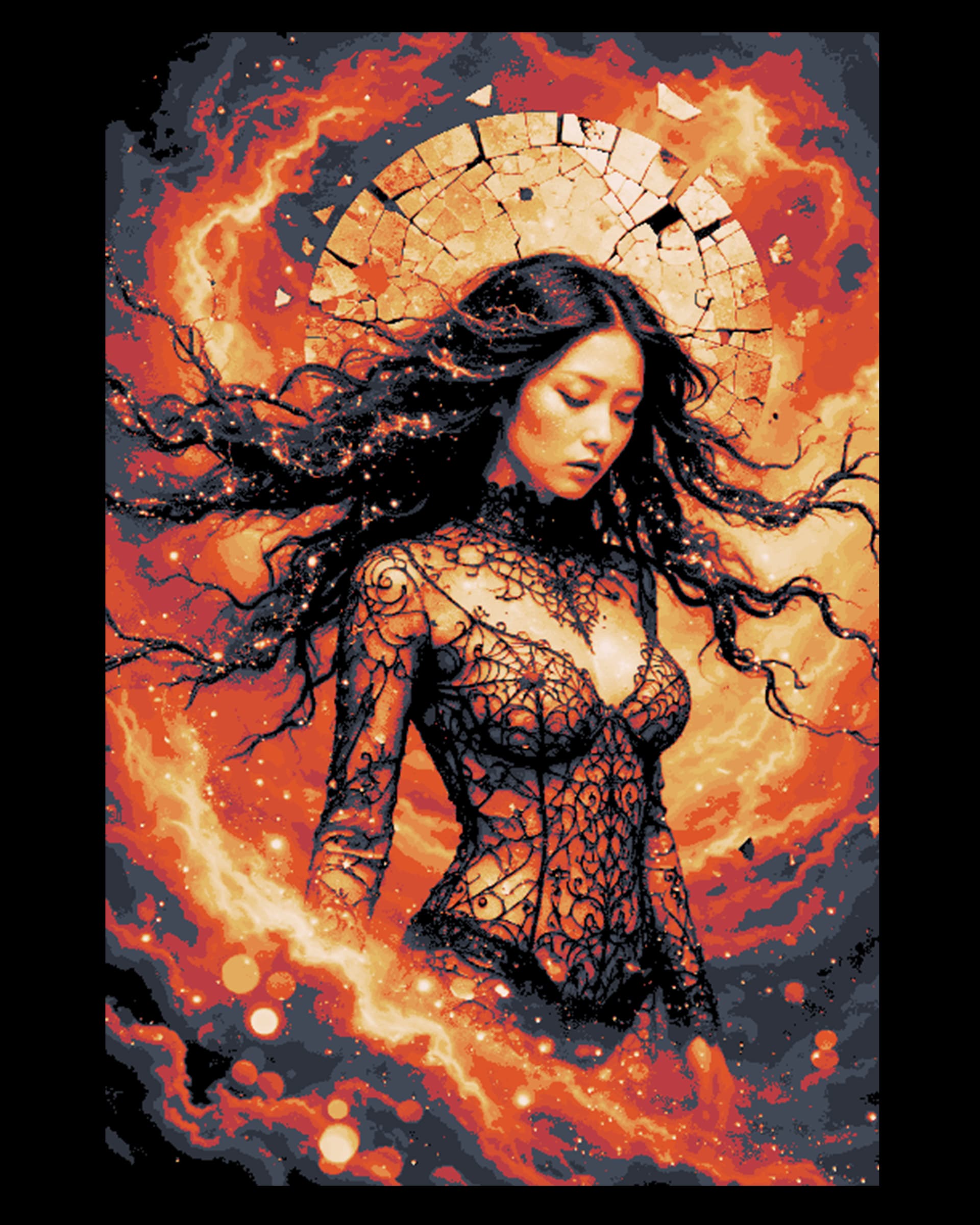 Queen of the the world of Fire and Flames - Hueforge wallart by BooneCo3d HueForge model: Queen of the the world of Fire and Flames - Hueforge wallart by BooneCo3d
