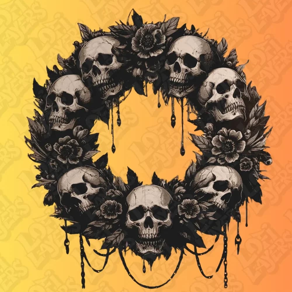 Skull Halloween Wreath Hueforge by LoFi Layers HueForge model: Skull Halloween Wreath Hueforge by LoFi Layers