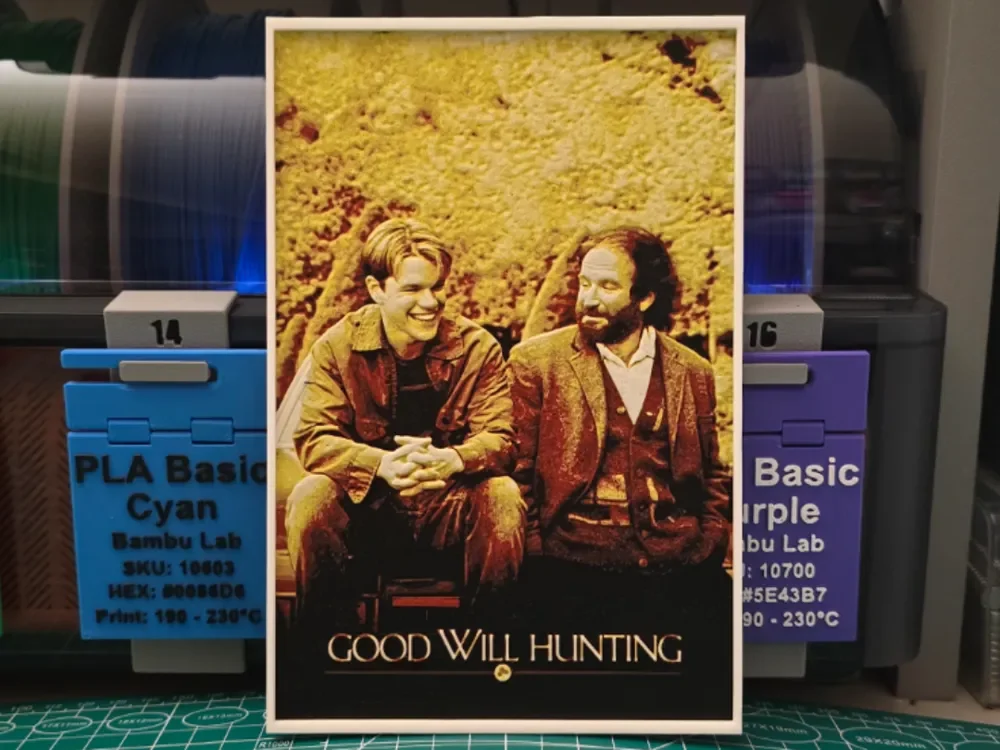 Good Will Hunting Movie Poster - Hueforge Art by Lumpy3D HueForge model: Good Will Hunting Movie Poster - Hueforge Art by Lumpy3D