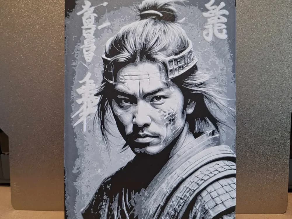 Japanese warrior - 2 colour - hueforge by 3dGlow HueForge model: Japanese warrior - 2 colour - hueforge by 3dGlow