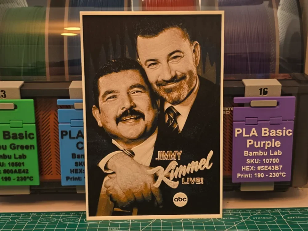 Jimmy Kimmel Live! Poster - Hueforge Art by Lumpy3D HueForge model: Jimmy Kimmel Live! Poster - Hueforge Art by Lumpy3D