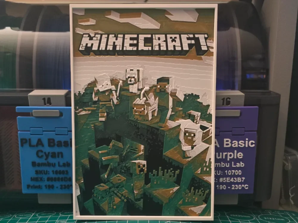 Minecraft Poster - Hueforge Art by Lumpy3D HueForge model: Minecraft Poster - Hueforge Art by Lumpy3D