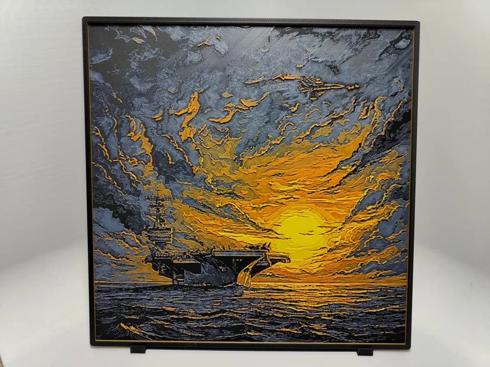 USS Gerald R. Ford Sunset - Hueforge by BeaN HueForge model: USS Gerald R. Ford Sunset - Hueforge by BeaN