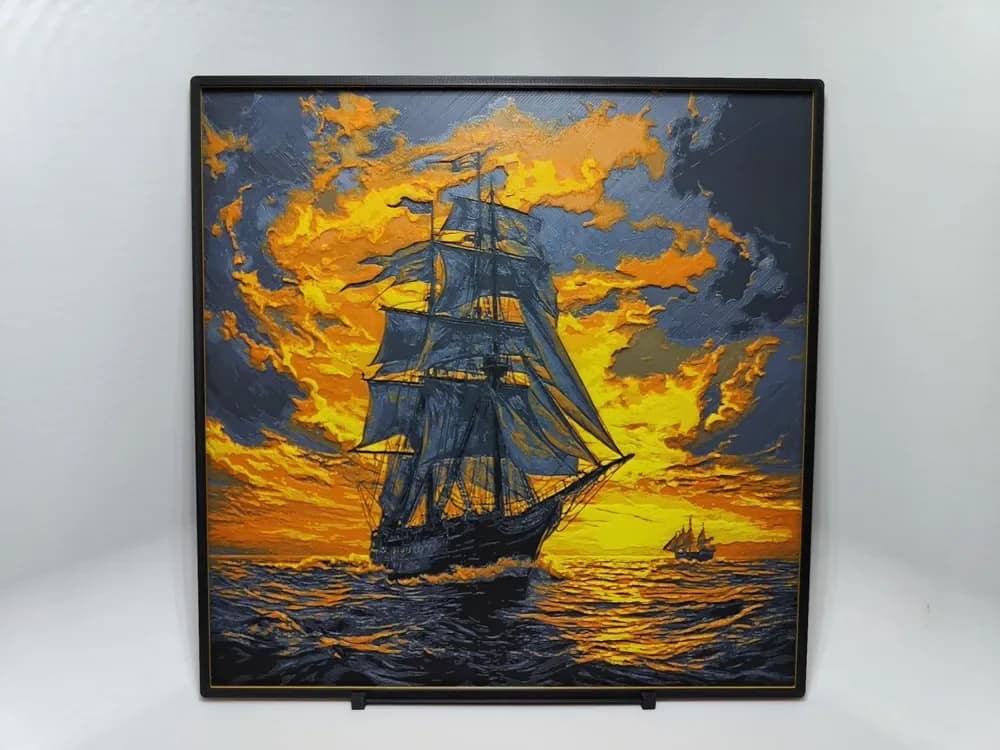 Clipper ship at sunset - Hueforge by BeaN HueForge model: Clipper ship at sunset - Hueforge by BeaN