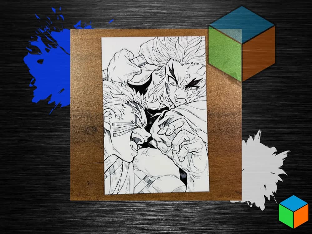 Rengoku vs Akaza — HueForge Wall Art Rengoku vs Akaza — HueForge Wall Art