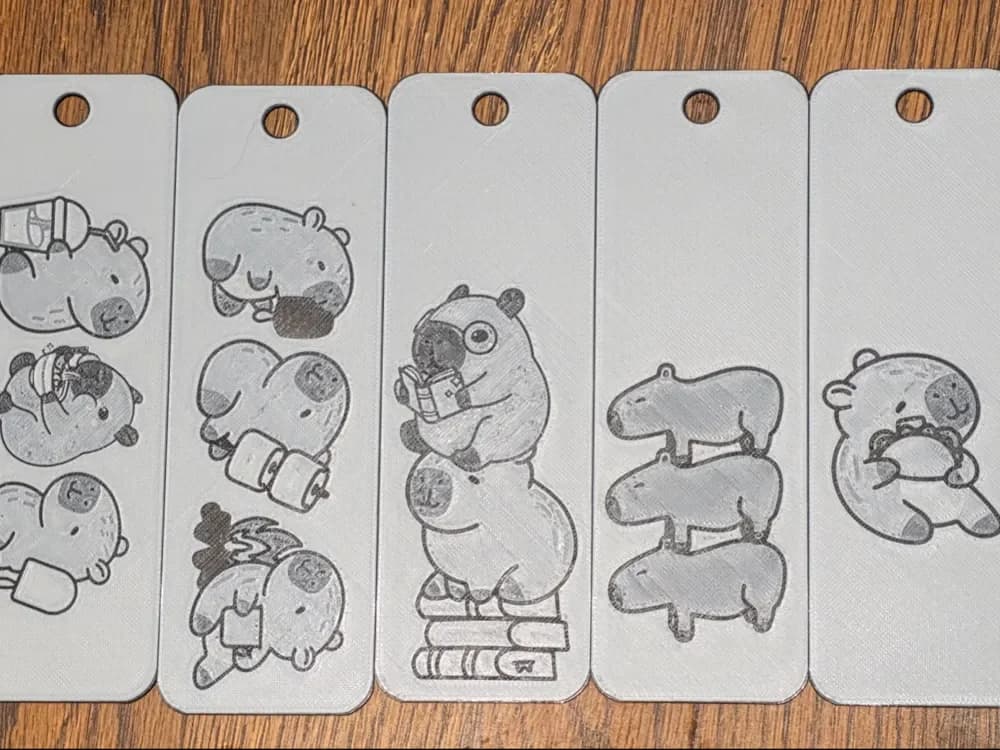 Capybara Bookmark 2 colors Set of 6 by AirMechDesigns HueForge model: Capybara Bookmark 2 colors Set of 6 by AirMechDesigns