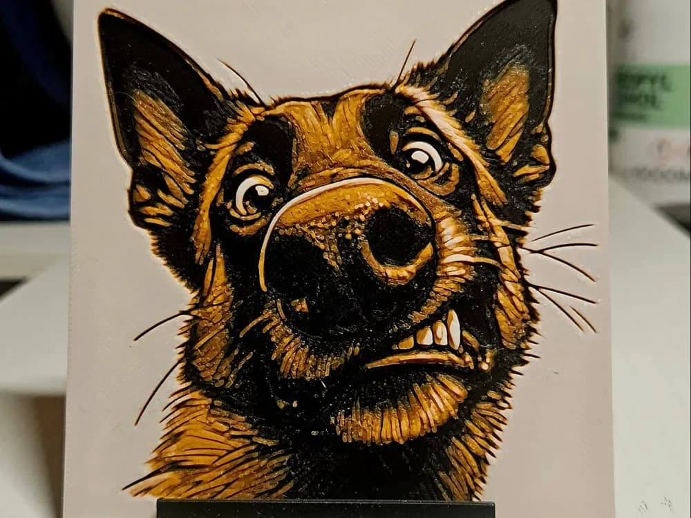 German Shepherd funny by Mano's 3d_Art HueForge model: German Shepherd funny by Mano's 3d_Art