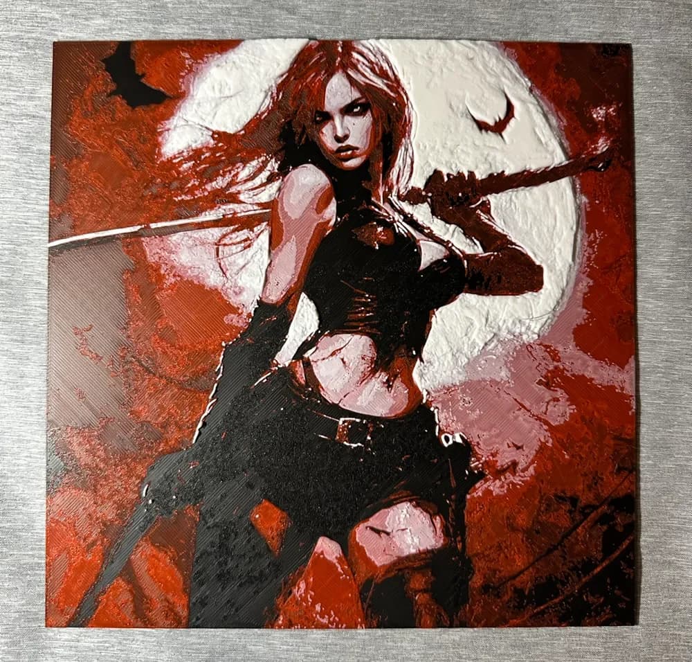 Vampire Huntress Hueforge by Hey Ben HueForge model: Vampire Huntress Hueforge by Hey Ben