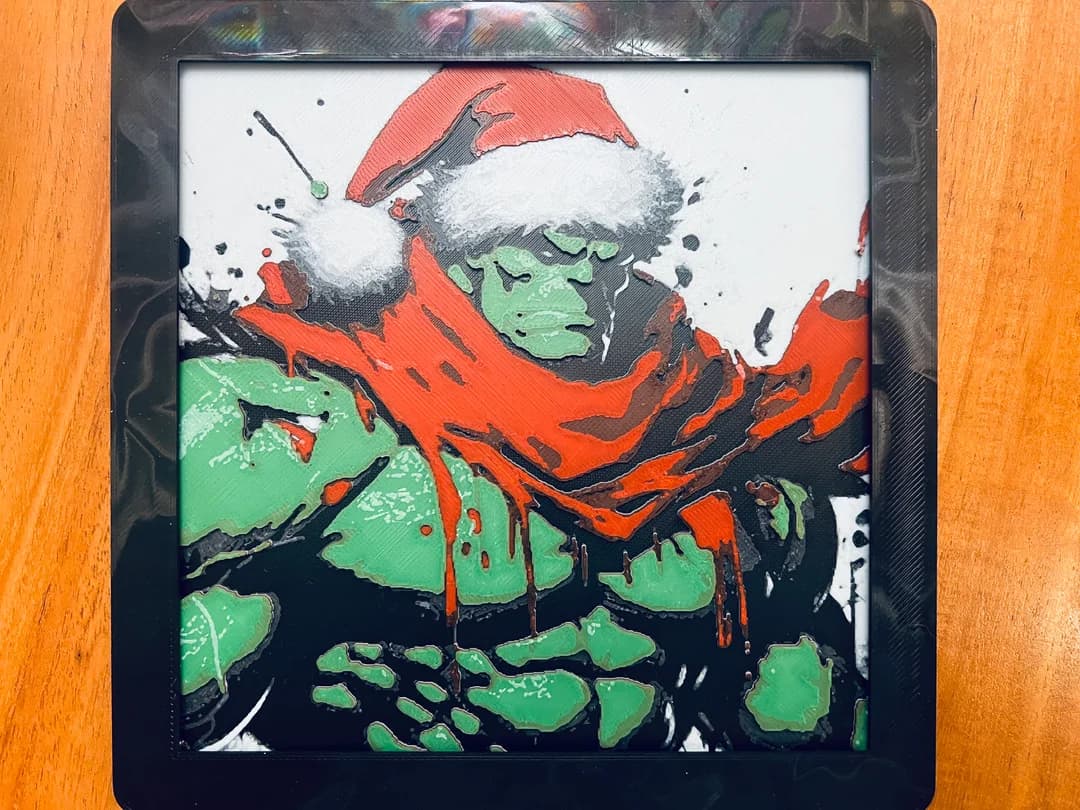 HueForge model: Hulk Santa? by JustBe 3D Printing