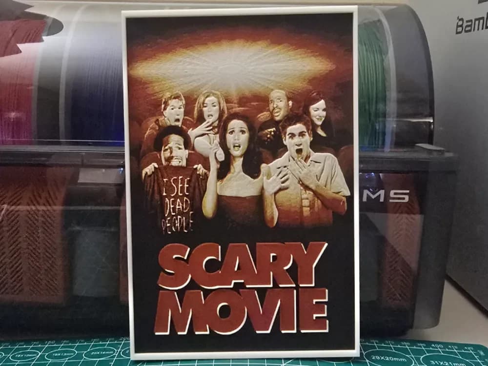 "Scary Movie" Movie Poster - Hueforge Art by Lumpy3D HueForge model: "Scary Movie" Movie Poster - Hueforge Art by Lumpy3D