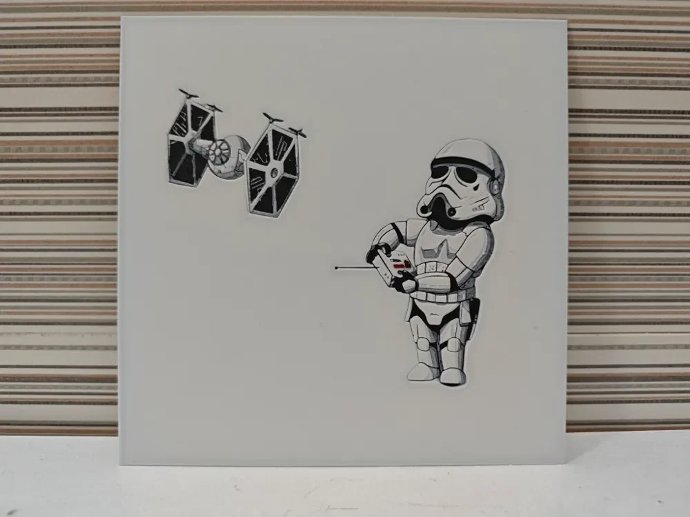 Hueforge Stormtrooper piloting a drone by Litolunar HueForge model: Hueforge Stormtrooper piloting a drone by Litolunar