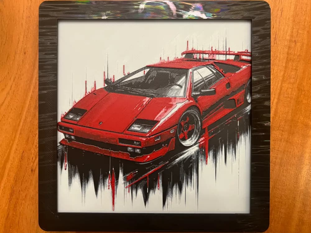 80's Lamborghini Diablo by JustBe 3D Printing HueForge model: 80's Lamborghini Diablo by JustBe 3D Printing
