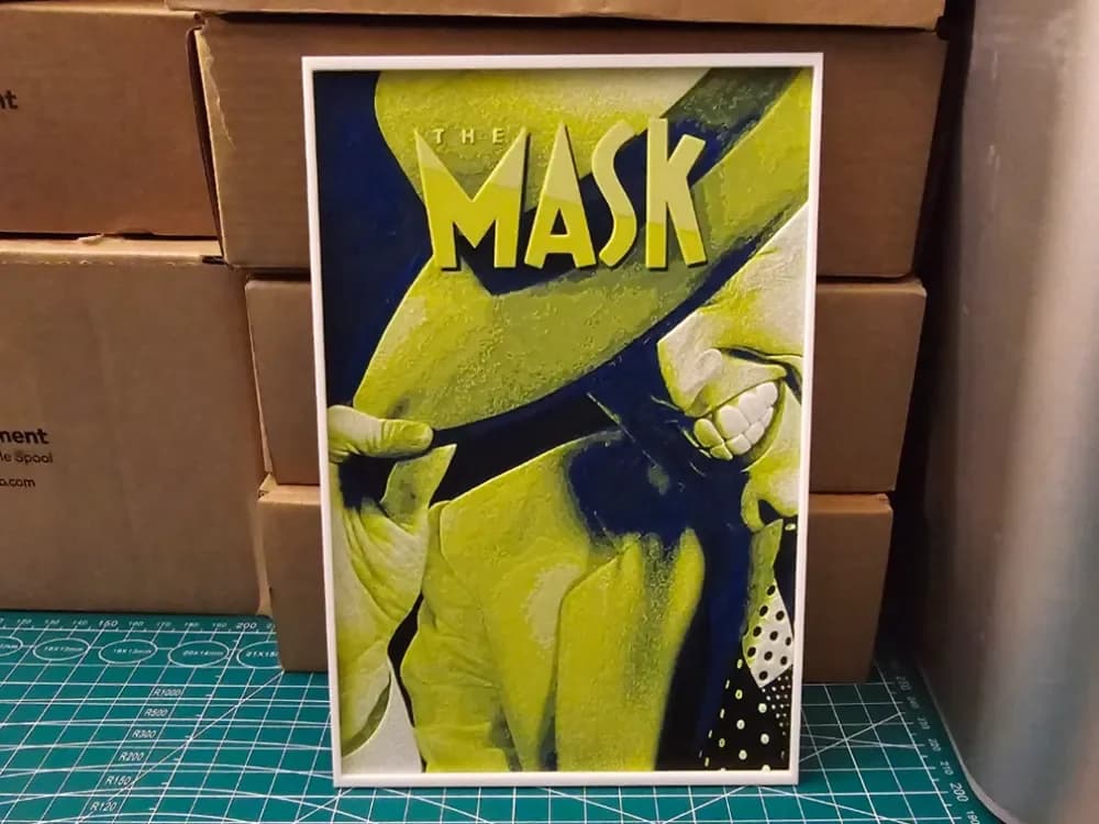 The Mask - Movie Poster - Hueforge Art by Lumpy3D HueForge model: The Mask - Movie Poster - Hueforge Art by Lumpy3D