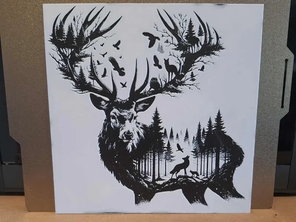 Forest deer - 2 colour hueforge - double exposure by 3dGlow HueForge model: Forest deer - 2 colour hueforge - double exposure by 3dGlow