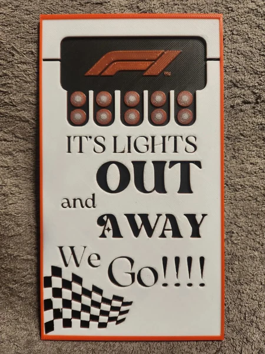 F1 - It's Lights OUT - HueForge by keko HueForge model: F1 - It's Lights OUT - HueForge by keko