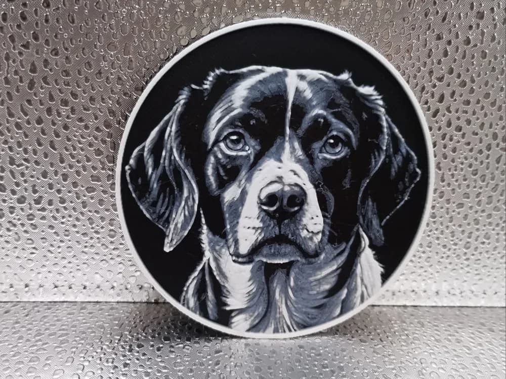 Brittany Spaniel Coaster – Hueforge by Borishotch Industries HueForge model: Brittany Spaniel Coaster – Hueforge by Borishotch Industries