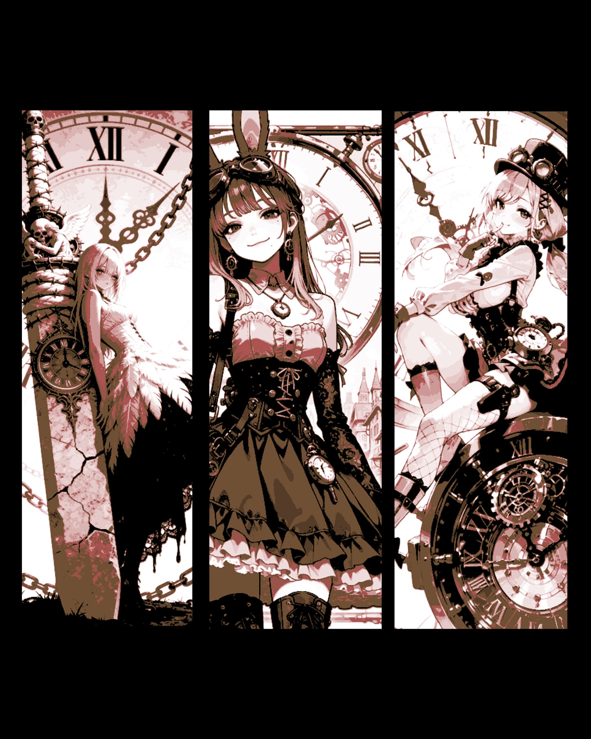 Time is always around us - Anime Fantasy Girls with Clocks - Set 1 of bookmarks Time is always around us - Anime Fantasy Girls with Clocks - Set 1 of bookmarks