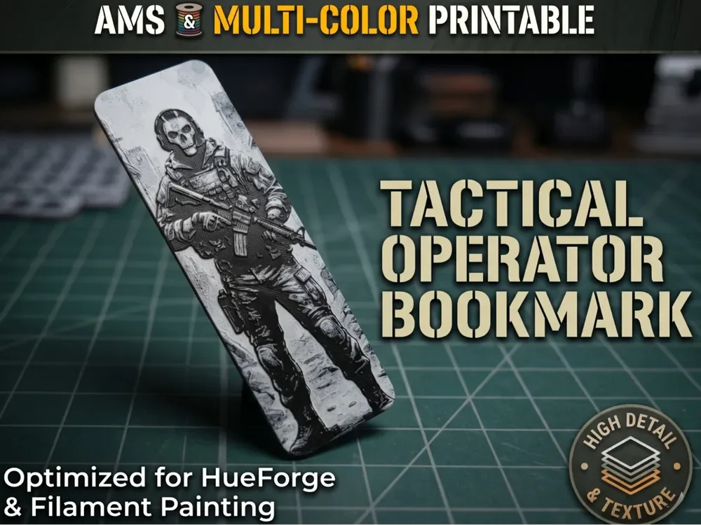 Tactical Ghost Bookmark by FYTY112 HueForge model: Tactical Ghost Bookmark by FYTY112