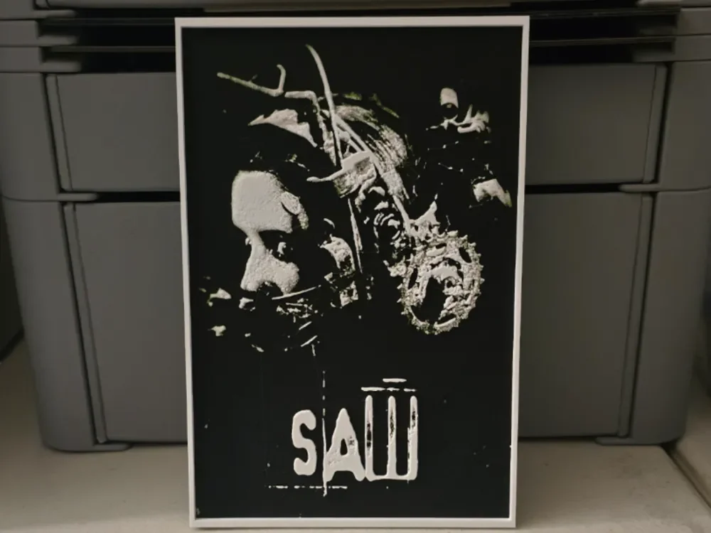 Saw Movie Poster - Hueforge Art by Lumpy3D HueForge model: Saw Movie Poster - Hueforge Art by Lumpy3D