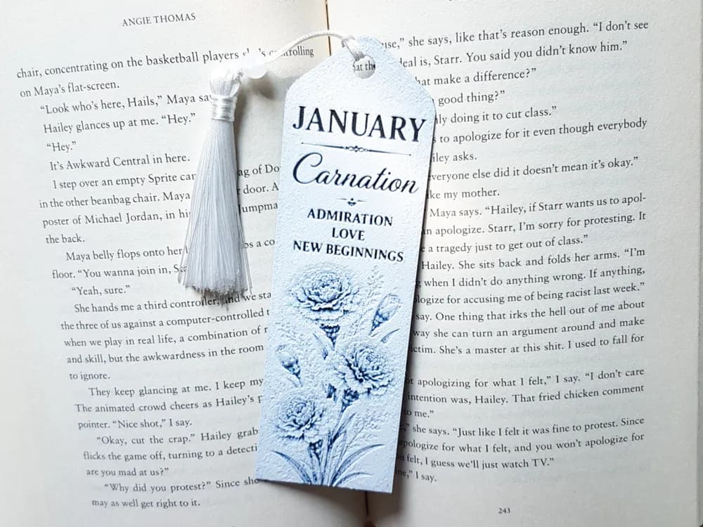 Bookmark, January Flower, Birth Month Bookmark, January Flower, Birth Month