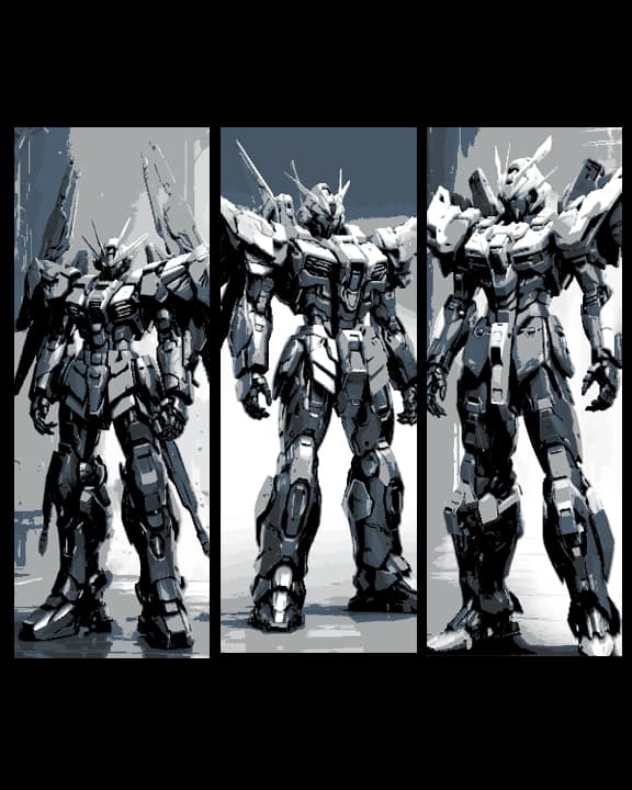 Fan Art of Mobile Suit Gundam Mecha in Grey - Set of 3 Bookmarks Fan Art of Mobile Suit Gundam Mecha in Grey - Set of 3 Bookmarks