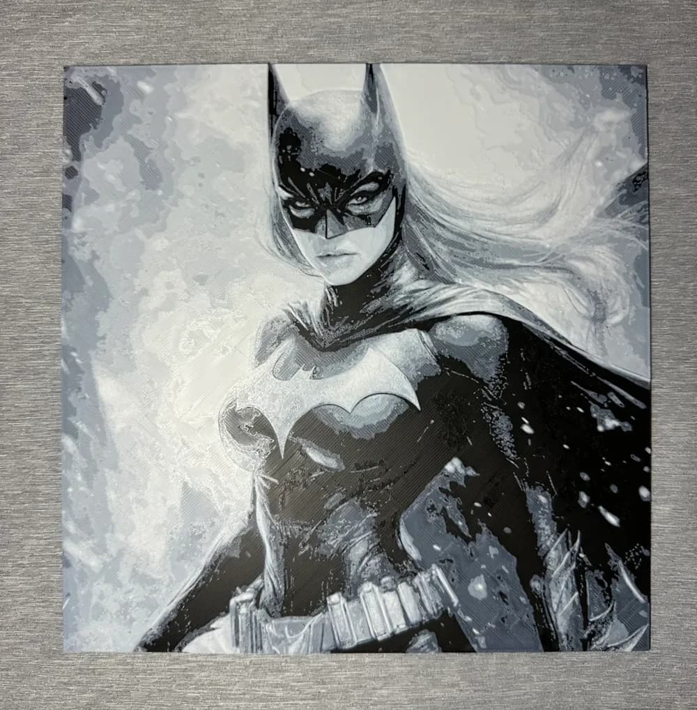 Batgirl Black and White Hueforge by Hey Ben HueForge model: Batgirl Black and White Hueforge by Hey Ben